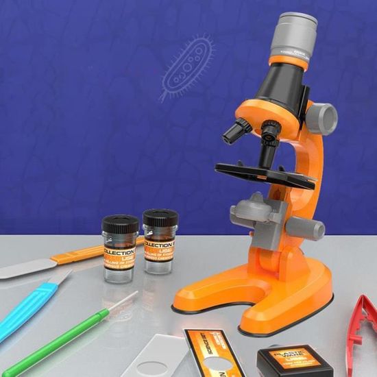 Microscope pour Enfants, Microscope Science Kit pour Débutant avec des  Lumières LED, 40x, 80x, 200x, 400x, 1200x blanc HB014