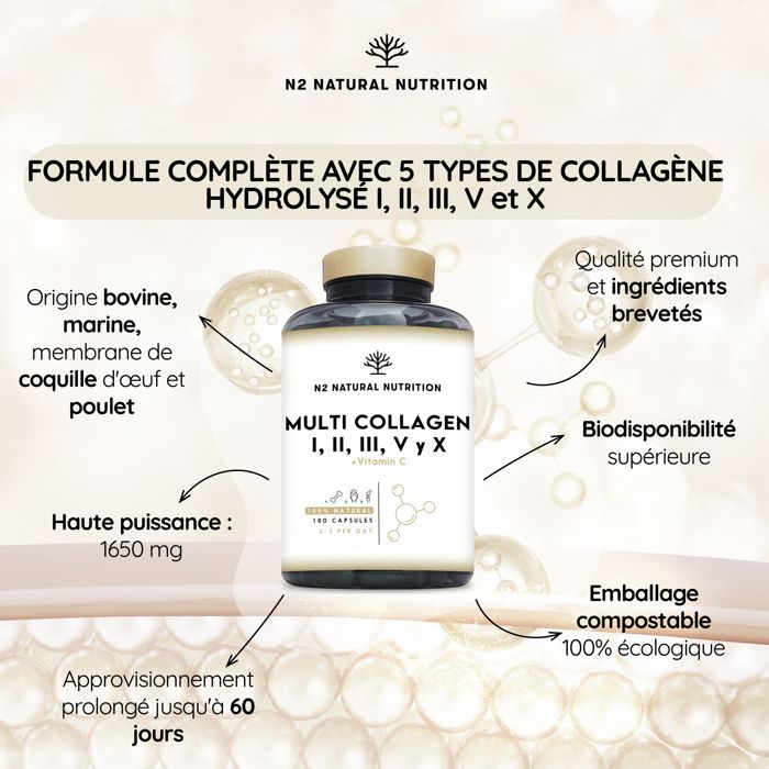 Complément Alimentaire Multi Collagène Végétarien APYFORME - 60 Gélules - Pour Peau, Cheveux, Ongles Et Articulations