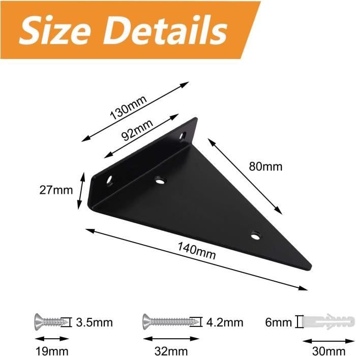 Lot de 10 supports de tringle à rideaux auto-adhésifs noirs, sans clous, réglables, supports