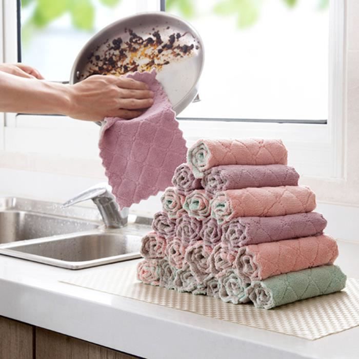la couleur verte Torchon de cuisine en microfibre Super absorbant,  vaisselle efficace, serviette de nettoyage