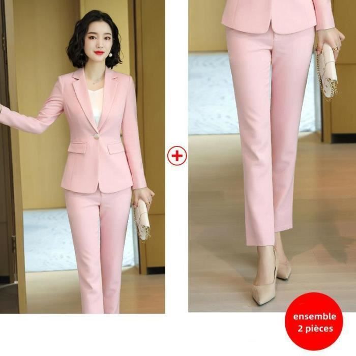 Costume femme marque de luxe couleur unie costume mince ensemble 2 pieces XXS XXL Rose Cdiscount Pret a Porter