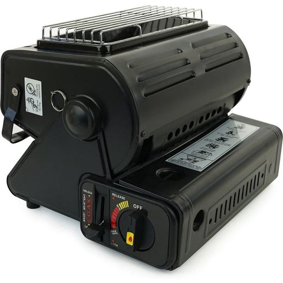 Poêle à Gaz & Réchaud Camping - 1300W + 2500W - 4 Cartouches Butane Incluses - Allumage Piézo - Idéal Pique-nique