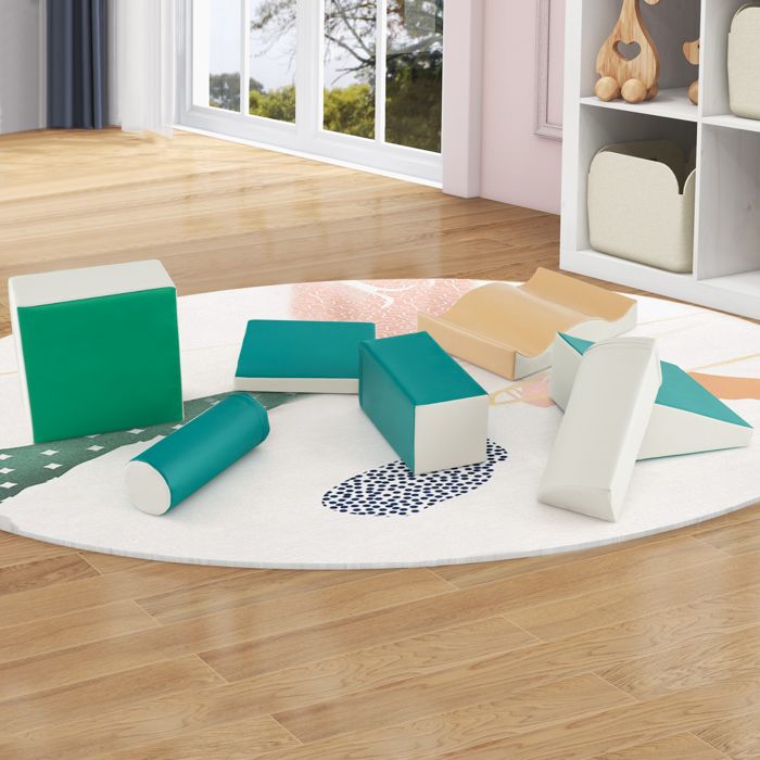 GOPLUS – 7 Modules Mousse PU Motricité Bébé, Escalade, Rampe, Couleurs Vives, Dès 18 Mois