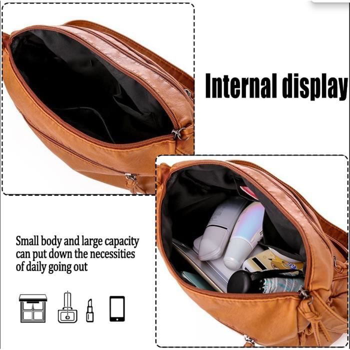 Sac Bandoulière Femme VOBUKE En Cuir PU - Multi-poches, 12 Fentes Cartes | Léger Et Tendance