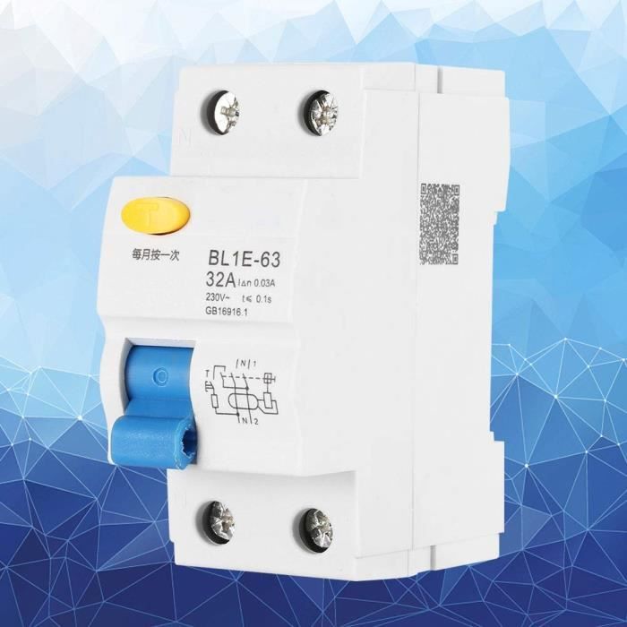 Disjoncteur à courant résiduel 230V 1P N avec protection contre les fuites  de courant excessives et courtes : : Bricolage