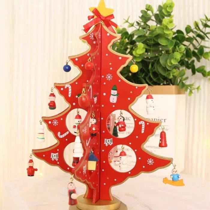 Sapin De Noël En Bois à Faire Soi-Même, Cadeau Vacances, Mini Noël, Décoration , Tridimensionnel Rouge
