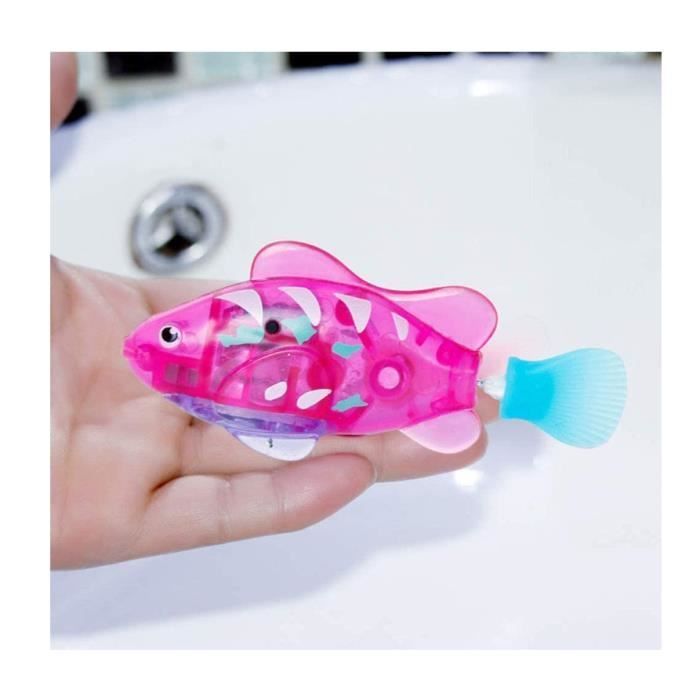 Weciau Lot de 6 poissons robo électriques avec lumière, jouets de bain robotiques interactifs flottants pour piscine, animaux domestiques, chats