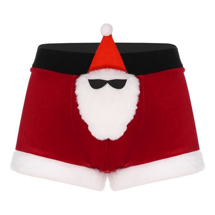 Freebily Boxer Noel Homme Velours Shorty Pere Noel Trunk Calecon Cosplay Noel Santa Fete M 3XL Rouge Cdiscount Pret a Porter