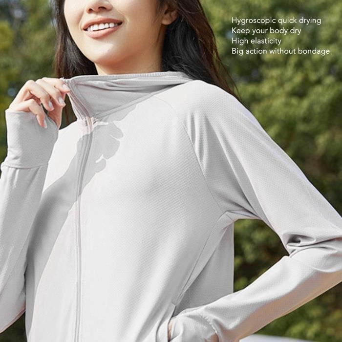 SALALIS vêtements de protection solaire pour femme Veste de Protection  solaire pour femmes, sport materiel Blanc L pour 155-160cm