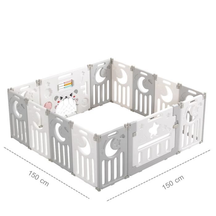 Parc Bébé 12+2 Panneaux, Parc Bebe Modulable Plastique, Parc Bebe 150×150CM  avec Porte,Parcs Enfant XL avec Panneau d'activité, - Cdiscount  Puériculture & Eveil bébé