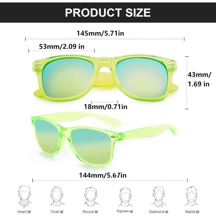 MAISITOO Lunettes De Soleil Fluo - 16 Pièces Multicolores - UV400 Pour Fête, Plage, Mariage