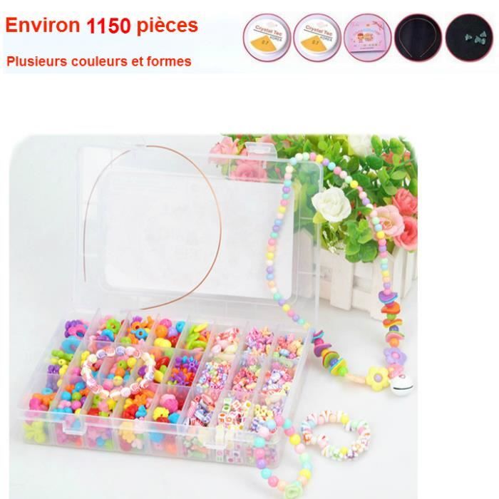 1150Pcs Perles Pour Bracelet Enfant Kit Perle Plate Avec