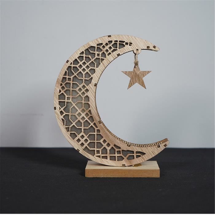 Lampe lunaire en bois pour Ramadan, décoration mus – Grandado