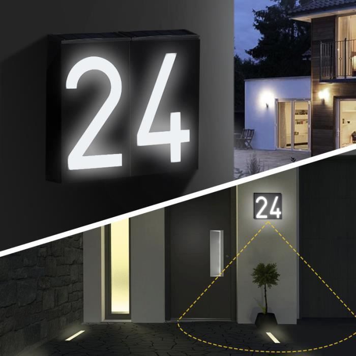 Numéro 3 Numéro de maison solaire, plaque de porte, plaque'adresse, numéro'appartement,  éclairage'extérieur, - Cdiscount Maison