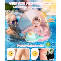 ZQEJEFD Flotteur Piscine Bébé 6–36 Mois – Bouée Gonflable Avec Pare-Soleil UPF 50+ – Siège Sécurisé 5 Points – Matériau PVC Épais 0,35 Mm – Pompe Et Auvent Amovible Inclus – Poids < 20 Kg
