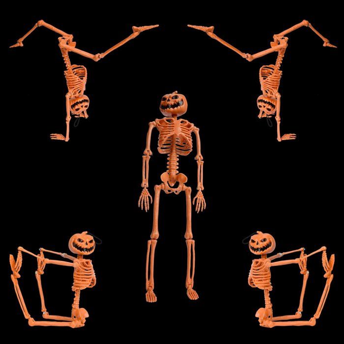 Figurine Squelette Lumineux Ceramichrome En Biscuit, Avec Pierre Tombale Et Citrouilles - à Peindre