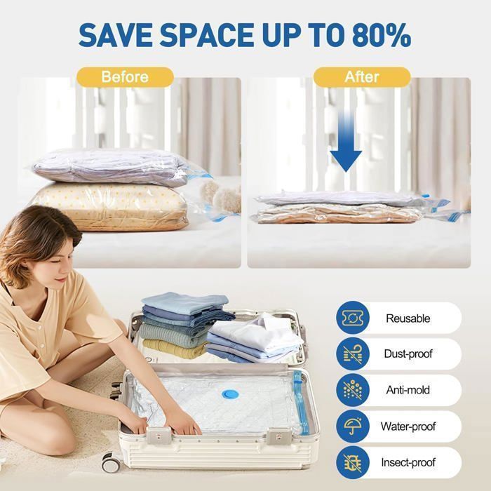 Lot De 6 Housses De Rangement Pour Vêtements Et Linge - Anti-poussière Et Anti-humidité - 50x50x70 Cm