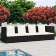 Lit de jardin avec coussin et oreillers - Omabeta - Scandinave - Moderne - Noir - Résine tressée - acier - 200 x 60 x 58 cm 74051481-0
