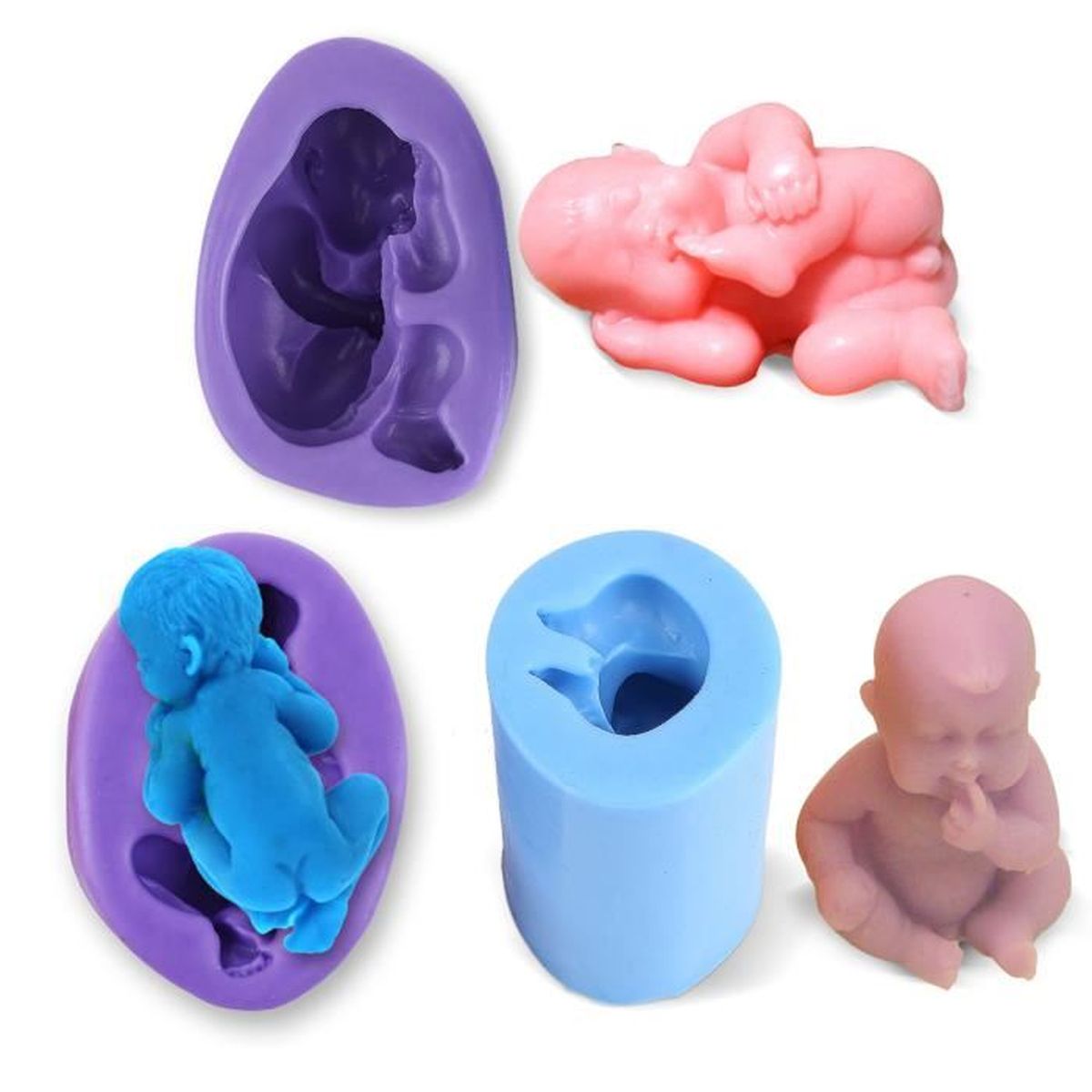 3pcs Moule Silicone Bebe Assis Endormi Jouer Pied Pour Pate A Sucre Amande Gateau Bapteme Savon Fimo Resine Cdiscount Maison