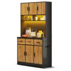 EKESOR Meuble Buffet haut de cuisine noir avec éclairage LED salle a manger en bois-Style Contemporain-L 100 x P 40 x H 180 cm