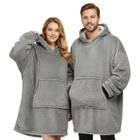 PZL CONCEPT Plaid Pull Sweat à Manche et Capuche avec Poche – Taille Unique - Adulte Mixte - Intérieur Sherpa - Coloris Gris Effet Nid
