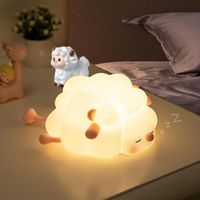 Veilleuse Enfant Rechargeable Veilleuse Bébé Lampe, Silicone Lampe de Chevet Mouton avec 3 Niveaux de Lumière, Lampe de Nuit Tactile