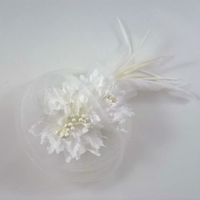Accessoires cheveux - Broche fleur / pince cheveux mariage 11cm - blanc