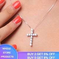Collier croix en cristal pour femme - YANHUI - ras du cou - argent 925 - zircone brillant