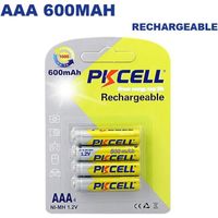 4 Piles Rechargeables AAA 600mAh 1.2V PKCell