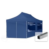 Tente pliante 3x6 m - TOOLPORT - Alu, PES env. 300g/m² - Qualité européenne - Bleu foncé