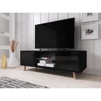 Meuble TV VIVALDI - SWEDEN - 140 cm - noir mat - style scandinave