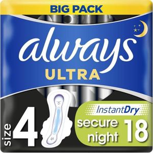 SERVIETTE HYGIÉNIQUE LOT DE 2 - ALWAYS : Serviettes Ultra Secure Night 