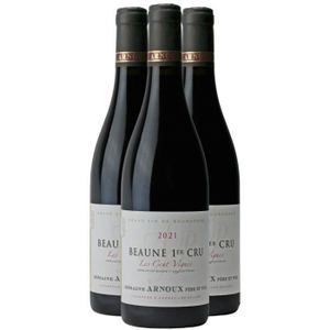 VIN ROUGE Beaune 1er Cru Les Cents Vignes Rouge 2021 - Lot de 3x75cl - Domaine Arnoux Père et Fils - Vin AOC Rouge de Bourgogne