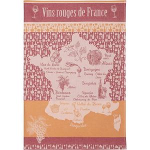 TORCHON - ESSUIE-MAIN Torchon en coton imprimé Vins Rouges de France - C