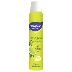 DÉODORANT Pack de 3 - MONSAVON Déodorant Femme Spray au Talc Bergamote Très Pétillante 200ml