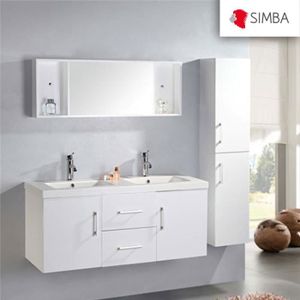 LAVABO - VASQUE Meuble Salle de Bain 120 cm Blanc Colonne Vasque Robinetterie W. Malibu Ensemble COMME DANS LA PHOTO 100%! Robinetterie