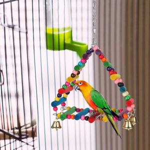 BALANÇOIRE Cikonielf échelle de triangle d'oiseau Perles colorées en bois Triangle échelle d'escalade balançoire suspendue mordant à