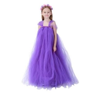 Filles Violet Fleur Tutu Robes Fête De Mariage Enfants Tulle