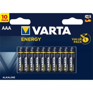 PILES VARTA Pack de 10 piles alcalines Energy AAA (LR03)