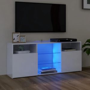 MEUBLE TV Meuble TV LED Blanc brillant 120x30x50 cm - YOSOO - Contemporain - Porte(s) et tiroir(s)