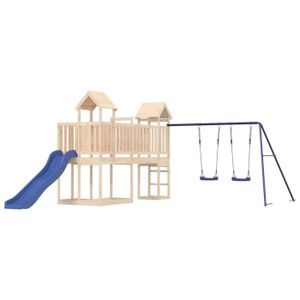 MAISONNETTE EXTÉRIEURE Maisonnette de jeu en bois avec toboggan et balançoires ZERODIS - A3155849 LE647 - Pour enfants de 3 à 8 ans