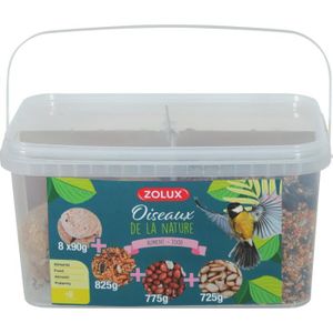 GRAINES Seau Mix premium 4 variétés dont boule de graisses 3 kg pour oiseaux - Zolux 20 Multicolor