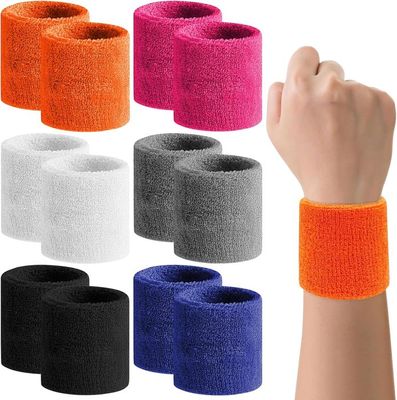 Lot De 6 Bandeaux Poignet En Coton – élastiques, Absorbants, 8x8 Cm, Noirs – Pour Tennis, Basket, Running, Gym, Anti-transpiration Et Confort