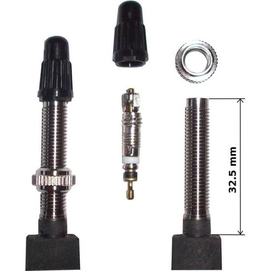 2 Valves Presta Tubeless 44mm Pour VTT/Vélo Route - Noyau Amovible - Alliage Léger - Couleurs Noir/Bleu/Rouge