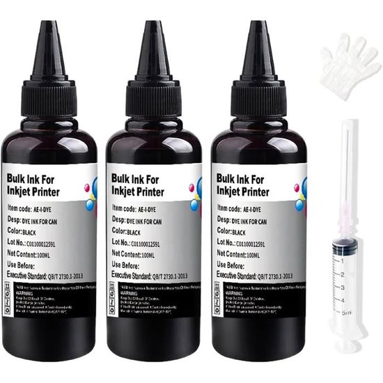 ULTRICS Recharges Universelle d'encre pour Imprimante, 70ml Noire Kits
