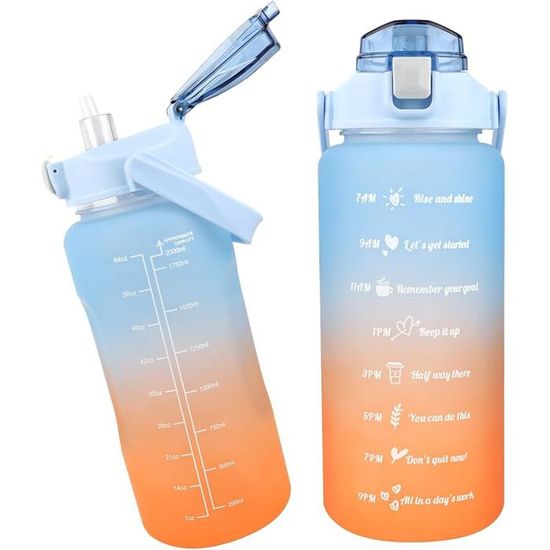 Zuxbolf Bouteille D'Eau En Verre 2L, Gourde Graduée Pour 1