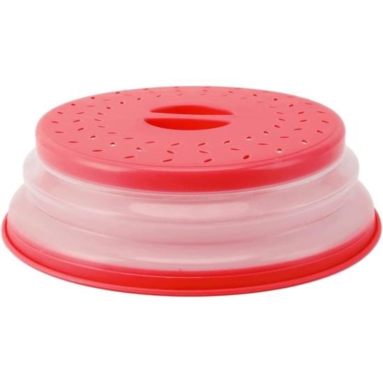 LekDrok Couvercle alimentaire pour micro-ondes de 25,4 cm et tapis pliable en silicone – Protection contre les éclaboussures, support d'assiette et passoire de cuisine pour la préparation des repas
