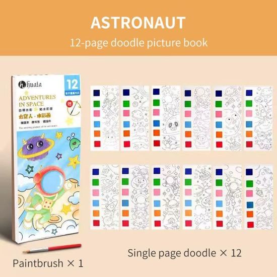 Wezalget Livre de coloriage aquarelle | Livre de peinture aquarelle créatif de voyage – Livre de peinture aquarelle portable, marque-pages aquarelle mignons pour activités de plein air