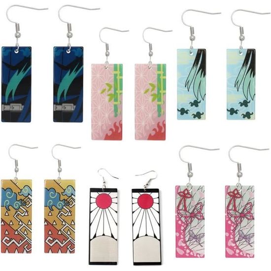 2 Paires De Boucles D'oreilles Demon Slayer – Tanjiro Kamado – Cosplay Anime En Acrylique Et Alliage – Léger Et Hypoallergénique – Cadeau Idéal Pour Fans
