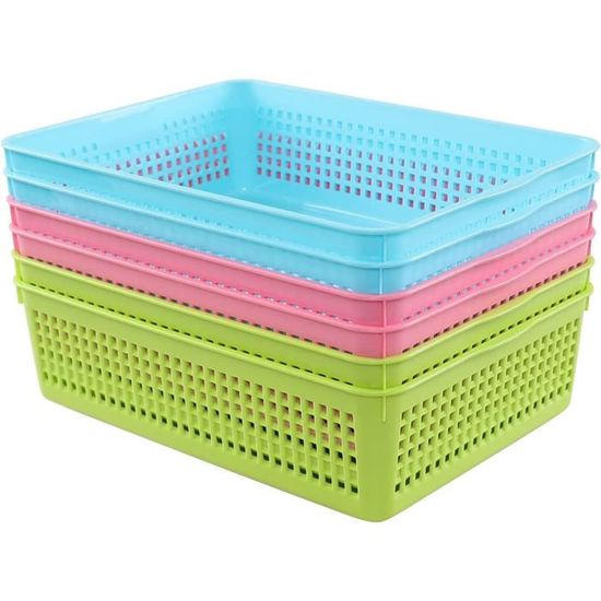 Lot De 3 Paniers De Rangement Plastique - 30x20x12 Cm - Organisateur Cuisine & Bureau